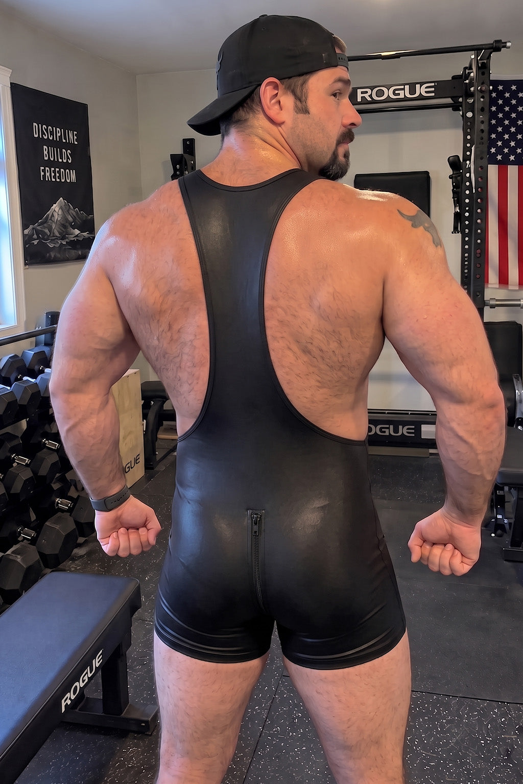 Joy-lgbt Men’s Black Deep U-Neck Fitted Singlet Shorts