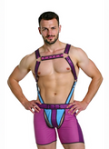 Joyglove High-Contrast Colorful Pu Leather Harness Shorts Set