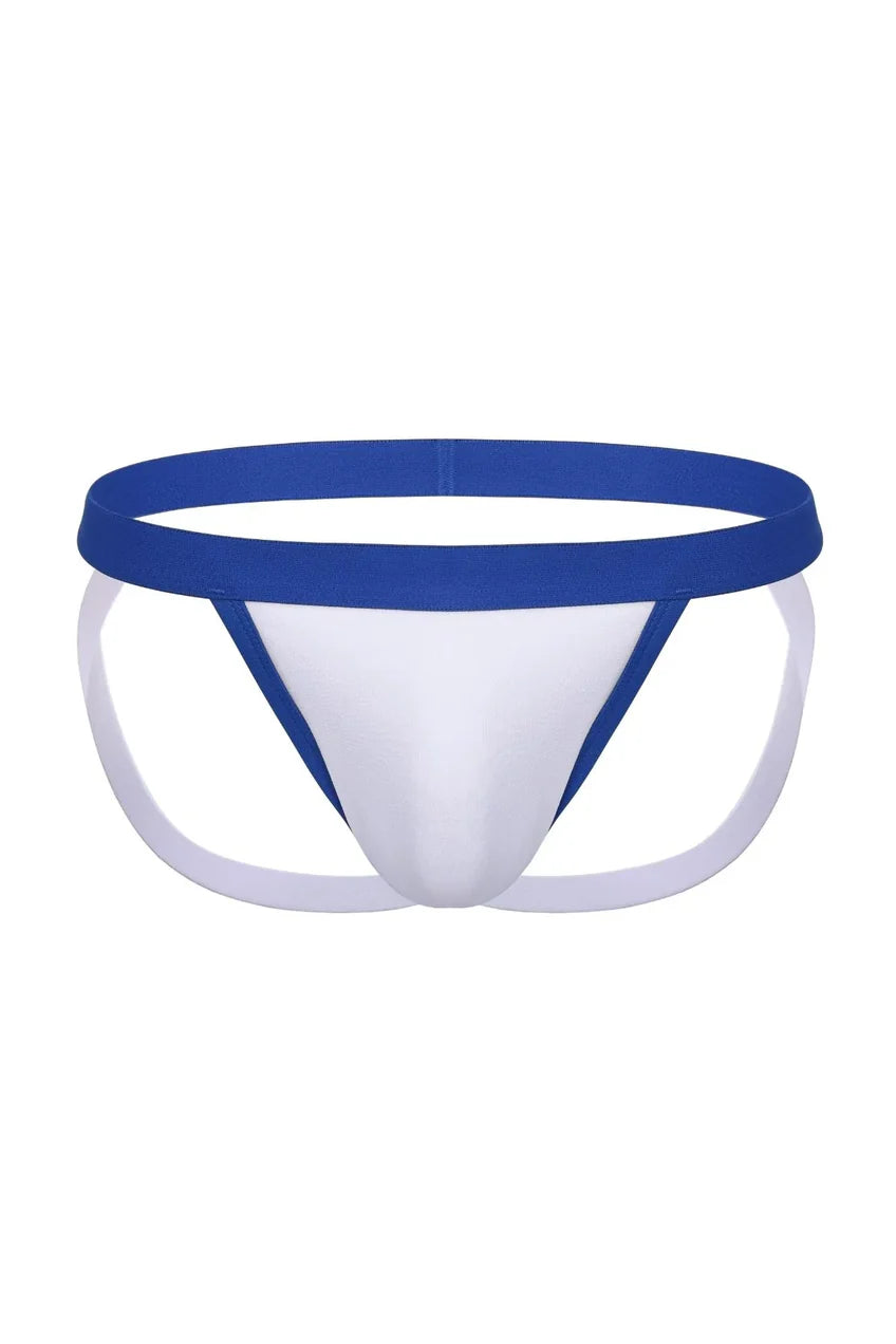 Joyglove Men's Bule and White Thong Jockstrap