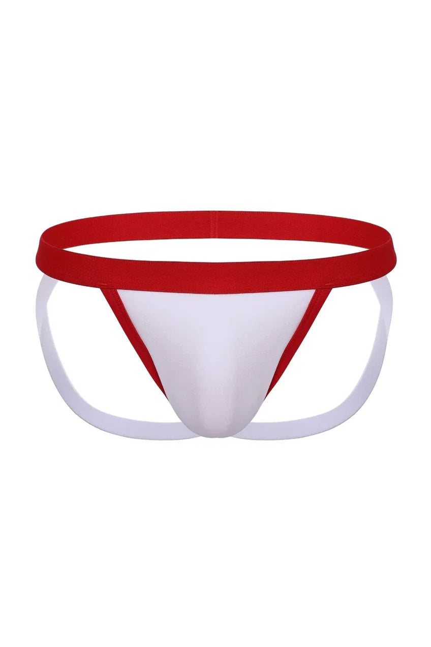 Joyglove Men's Red and White Thong Jockstrap