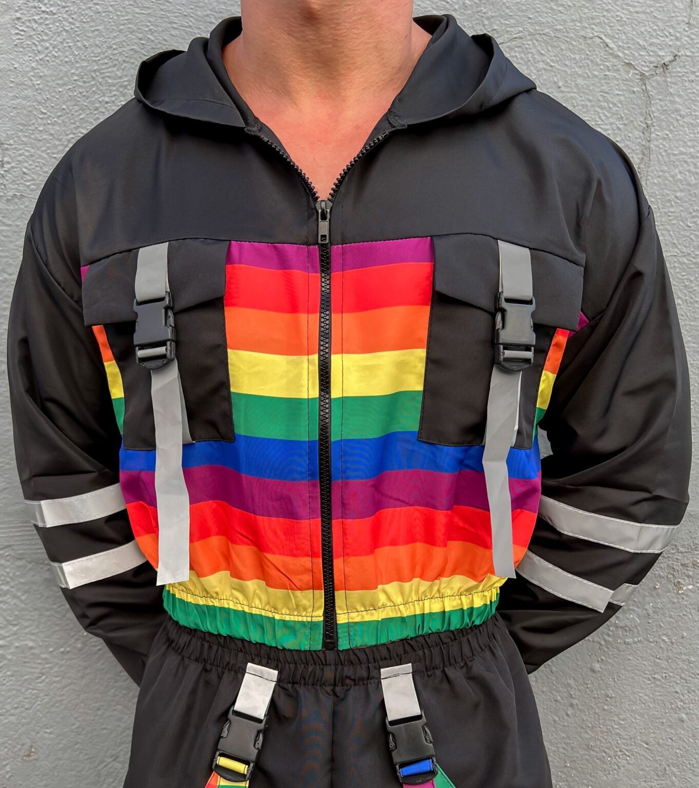 Joyglove Rainbow Striped Hooded Jacket and Cargo Pants Set