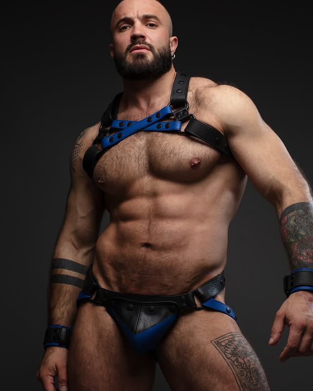 Joyglove Men's Red and Black PU Leather Harness Set for BDSM