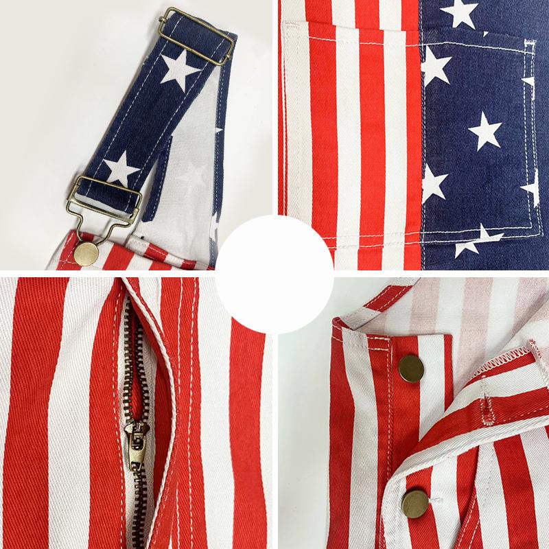 Mysteryglove Patriotic American Flag Overalls	