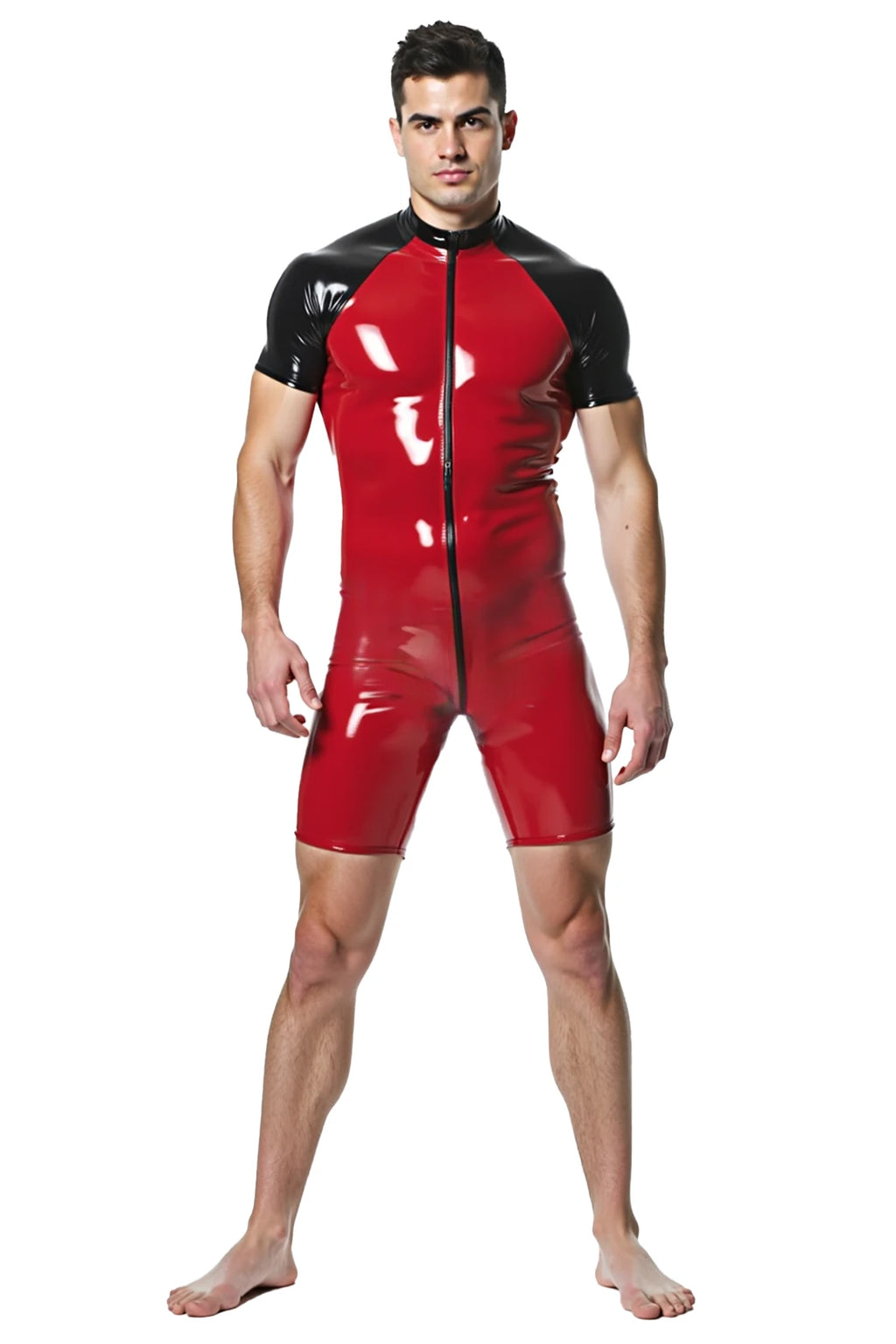 Joyglove Men's Red and Black Short-Sleeve Bodysuit