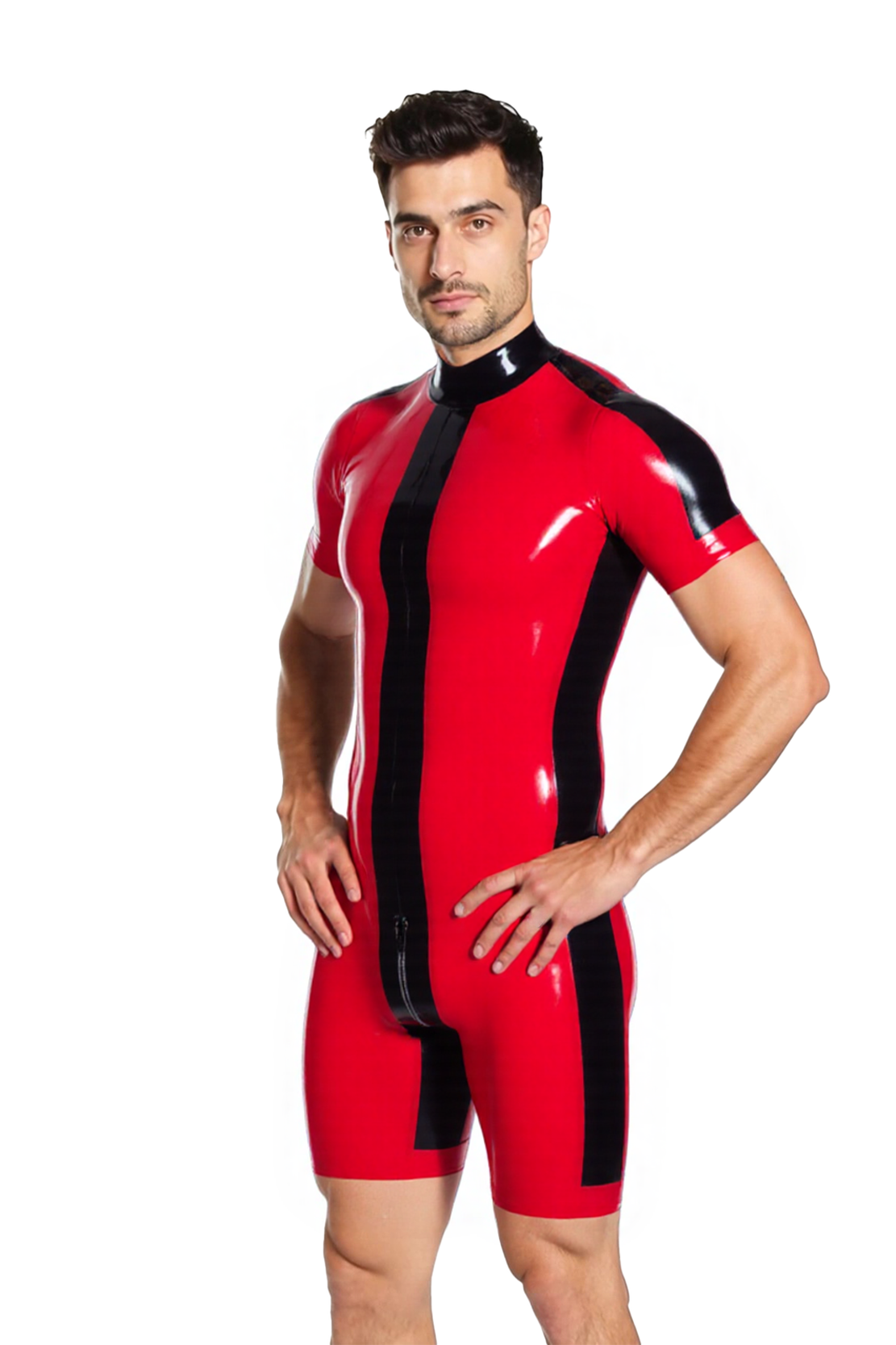 Joyglove Bold Color Block PU Leather Bodysuit