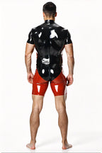 Joyglove Men's Red and Black Short-Sleeve Bodysuit