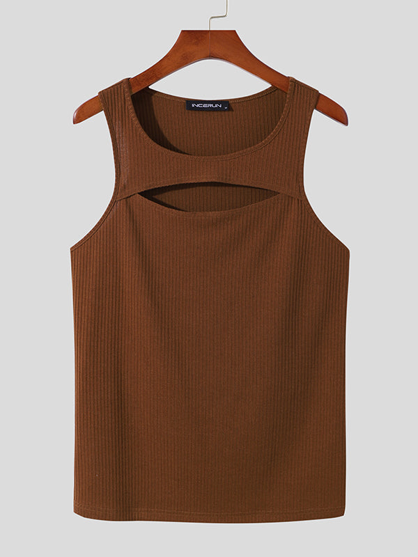 Mens Sexy Cutout Front Sleeveless Vest