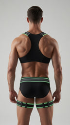 Joyglove Black Neon-Trim Harness Set with Matching Briefs & Thigh Straps