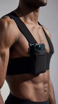 Joyglove Black Chest Harness Phone Holder with Zipper Pocket, Adjustable Straps