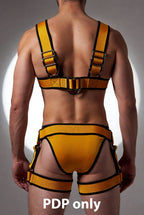 Joyglove Yellow Strap Harness Set with O-Ring Chest Harness, Jockstrap & Thigh Garters