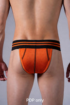 Joyglove Orange Mesh Briefs for Men with Black Sport Stripe Waistband