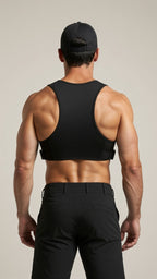 Joyglove Black Tactical Harness Crop Vest + Utility Shorts Set for Men