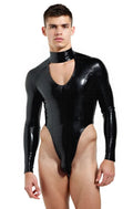 Black PU Leather PopArt Daddy V Bodysuit