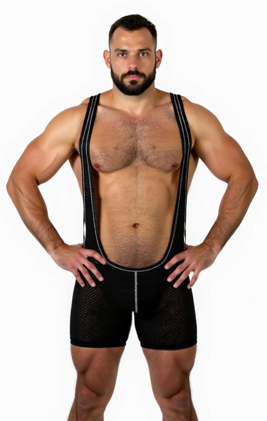 Joyglove Men's Deep-Cut Mesh Singlet Bodysuit