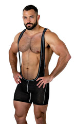 Joyglove Men's Deep-Cut Mesh Singlet Bodysuit