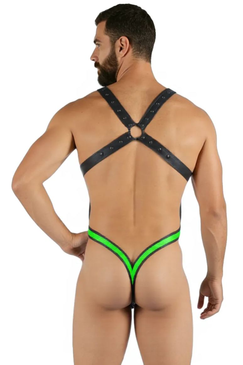 Joyglove PU Leather Fetish-Inspired Harness with Neon Detailing