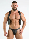 Joyglove Men's Pu Leather Harness and Thong Set - Strong and Provocative