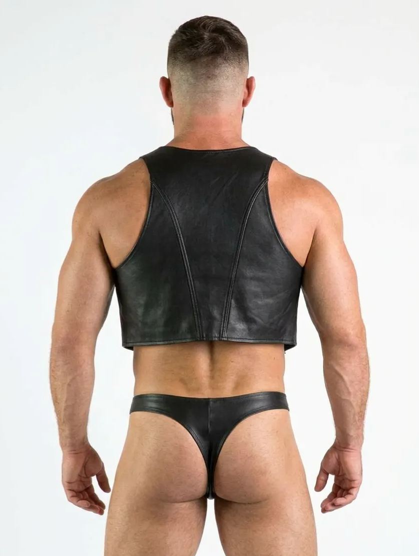 Joyglove Men's Pu Leather Harness and Thong Set - Strong and Provocative