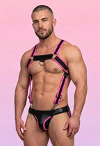 Joyglove Men's Contrast Strap Harness Jockstrap Set with Ring Detail