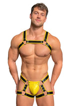 Joyglove Yellow & Black Harness Set — Chest Harness + Pouch Brief with Leg Straps