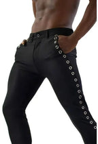 Grommet Side Stripe Slim Fit Pants