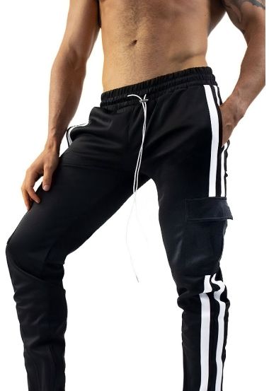 Black Striped Cargo Joggers for a Stylish Edge
