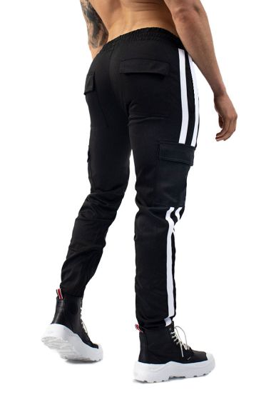 Black Striped Cargo Joggers for a Stylish Edge