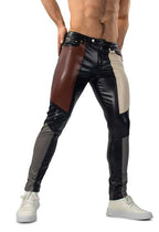 Berlin Color Block Faux Leather Trousers Pu