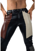 Berlin Color Block Faux Leather Trousers Pu
