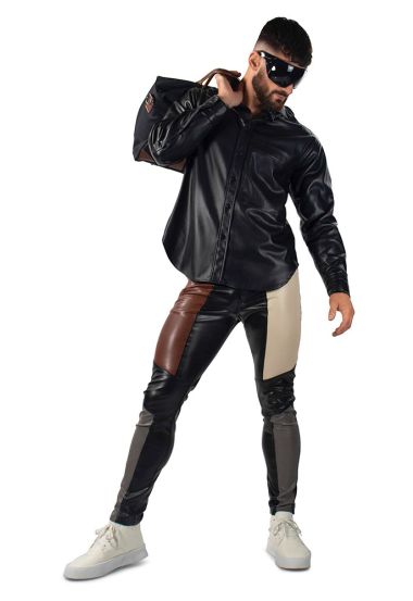 Berlin Color Block Faux Leather Trousers Pu