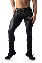 Back Zipper Slim Fit Wax Leather Pants