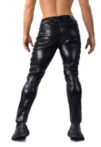 Edgy Commodore Military Faux Leather Pants Pu