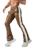 Flared faux leather jogging pants Pu