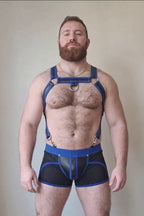 Joy-lgbt Men’s Blue Black Harness Mesh Shorts Set