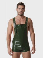 Industrial Faux Leather Overalls – Forest Green Tactical Shorts