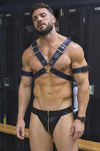 Joyglove Midnight Edge PU Leather Harness & Zip Brief Set