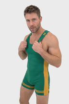 Retro Tricolor Trim Men's Cotton-Stretch Tank Singlet – Sculpting Bodysuit