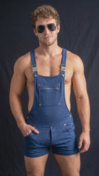 Faux Denim Slim Fit Overall Shorts for a Chic Casual Vibe