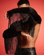 Joyglove Men's Fringe Open-Back Crop Top