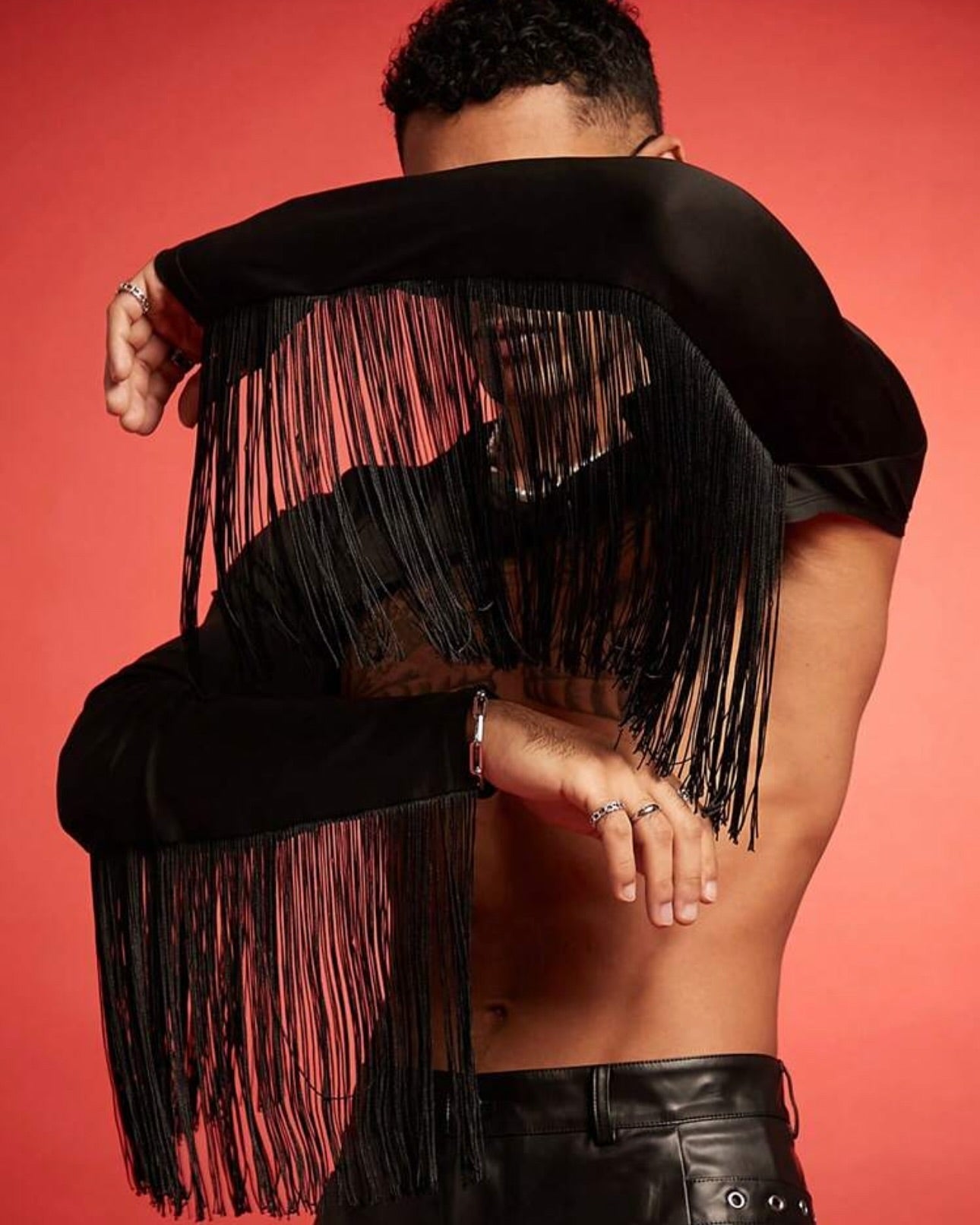 Joyglove Men's Fringe Open-Back Crop Top
